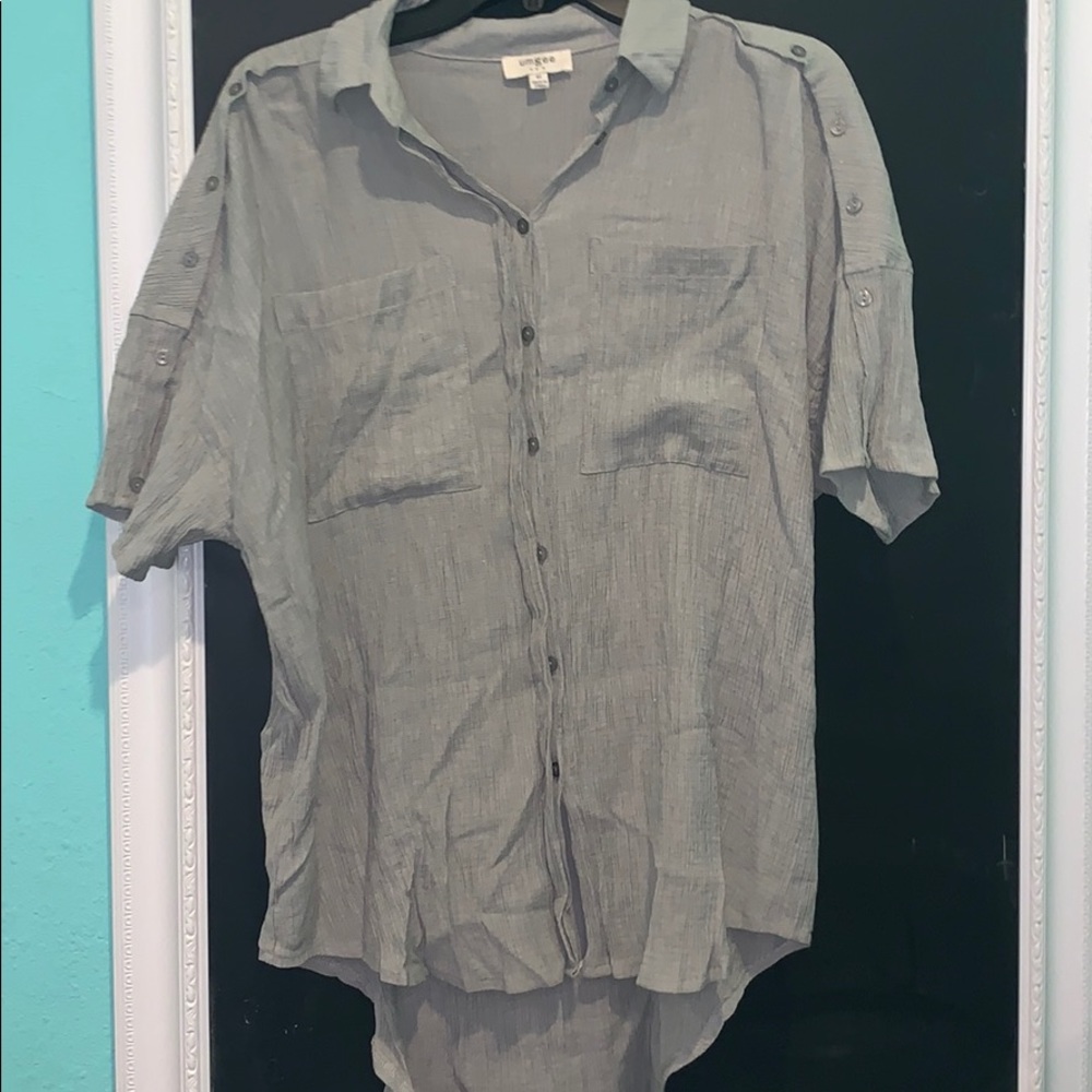 Dusted gray/green blouse.